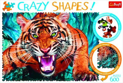 Puzzle Crazy Shapes 600 db. Szemtől szembe egy tigris Trefl 11110