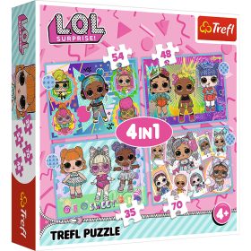   Puzzle - "4in1" - Ismerkedj meg a babákkal / MGA LOL Meglepetés! Trefl 34613