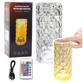   Crystal LED éjszakai lámpa 16 színű, érintőképernyős távirányító
