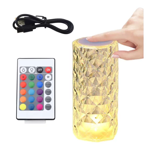 Crystal LED éjszakai lámpa 16 színű, érintőképernyős távirányító