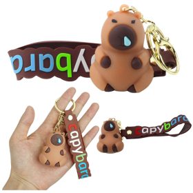   Kulcstartó Capybara Figurine Barna medálos karabiner gyűrű
