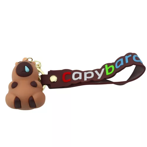 Kulcstartó Capybara Figurine Barna medálos karabiner gyűrű