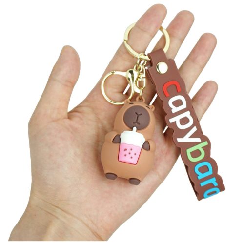 Kulcstartó Capybara figura csésze függesztett karabiner gyűrűvel