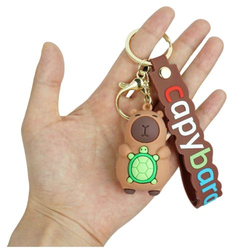 Kulcstartó figura Capybara teknős medál karabiner gyűrűvel