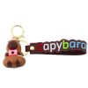 Kulcstartó Capybara figura kamerával és kalap függő karabiner gyűrűvel