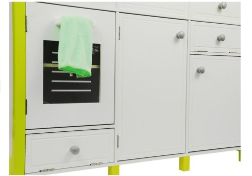 Fából készült konyha gyerekeknek Zöld-fehér Paula nyitóelemek