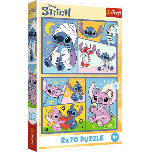 Puzzle 2x70 Nincs unalom a Stitch Disney Lilo Stitch Trefl 34444-el