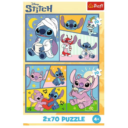 Puzzle 2x70 Nincs unalom a Stitch Disney Lilo Stitch Trefl 34444-el