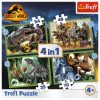 Rejtvény – 4 az 1-ben – Veszélyes dinoszauruszok – Universal Jurassic World Trefl 34607