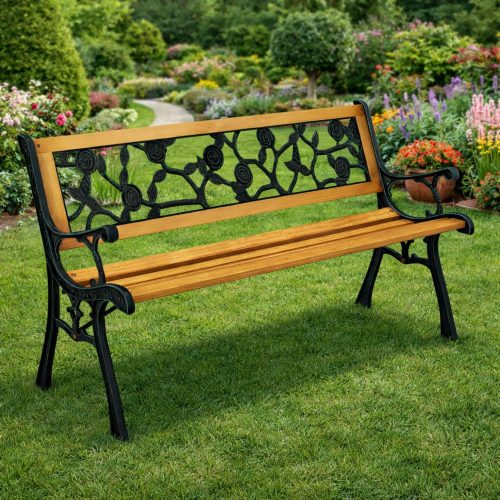 Fa kerti pad Fém park kerti pad háttámlával