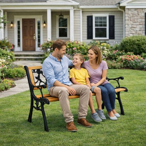 Fa kerti pad Fém park kerti pad háttámlával