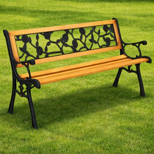 Fa kerti pad Fém park kerti pad háttámlával