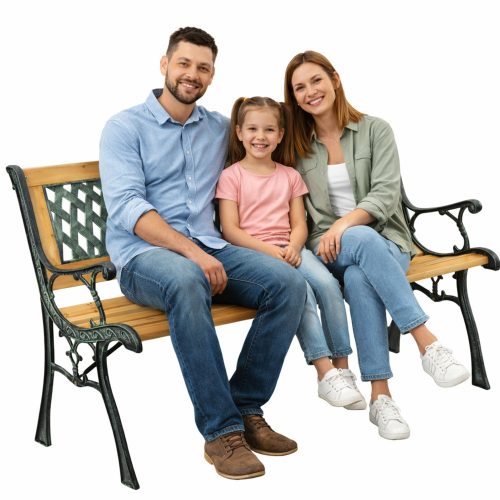 Fa kerti pad Fém park kerti pad háttámlával