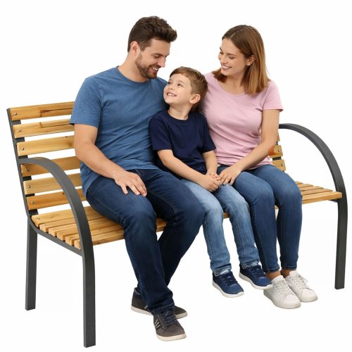 Kerti pad Fa Fém Parki Pad Háttámlával