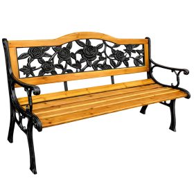 Kerti pad Fa Fém Parki Pad Háttámlával