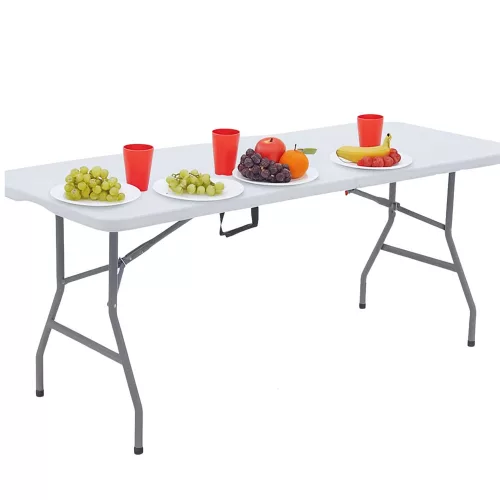 Összecsukható asztal zárral Catering bankett asztal fehér 180 x 74 cm