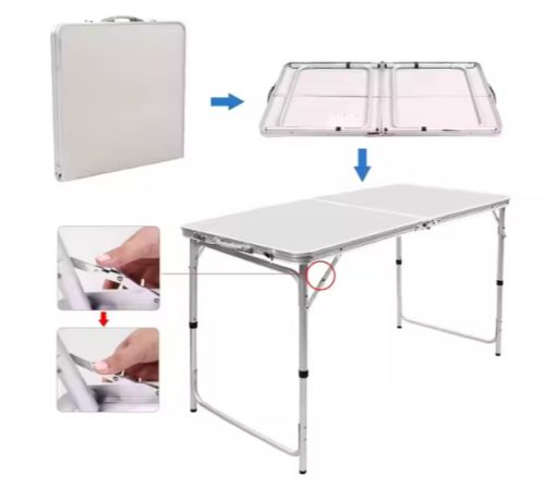 Összecsukható kempingasztal készlet 4 szék, szürke