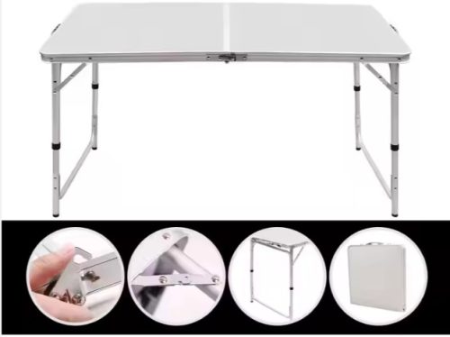 Összecsukható kempingasztal készlet 4 szék, szürke