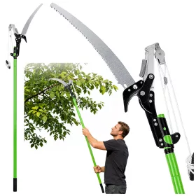   Teleszkópos metszőolló, metszőolló, ágfűrész, 2 az 1-ben, rúdon, 125-240 cm