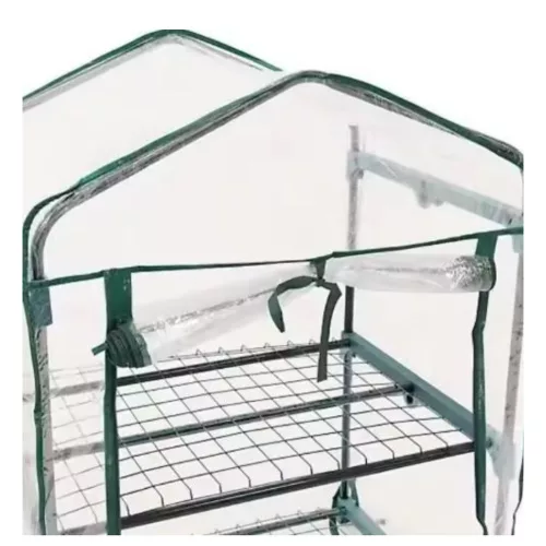 Mini üvegház erkély kert 4 fém polc PVC fólia 69 x 49 x 157 cm