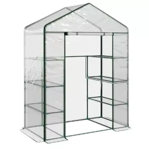 Mini erkély kerti üvegház 4 fém polc PVC fólia 195 x 143 x 73 cm