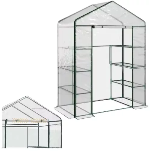 Mini erkély kerti üvegház 4 fém polc PVC fólia 195 x 143 x 73 cm