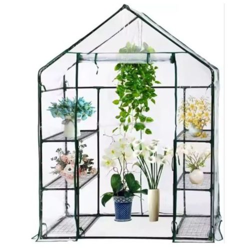 Mini erkély kerti üvegház 4 fém polc PVC fólia 195 x 143 x 73 cm