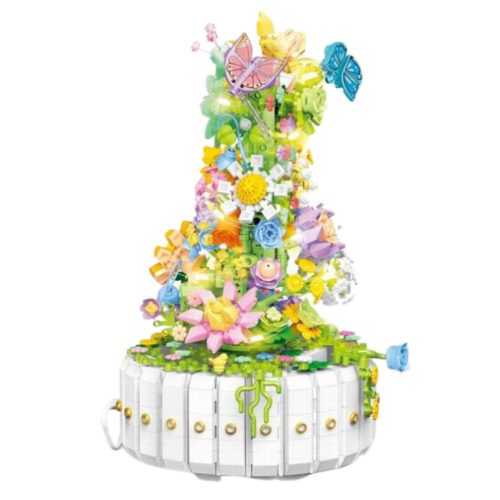 Építőelemek Virágkompozíció pillangós LED lámpákkal 1399 db.