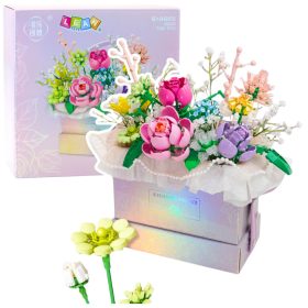   Építőelemek Összetétel Dobozban Virágdoboz Lila LED 706db.