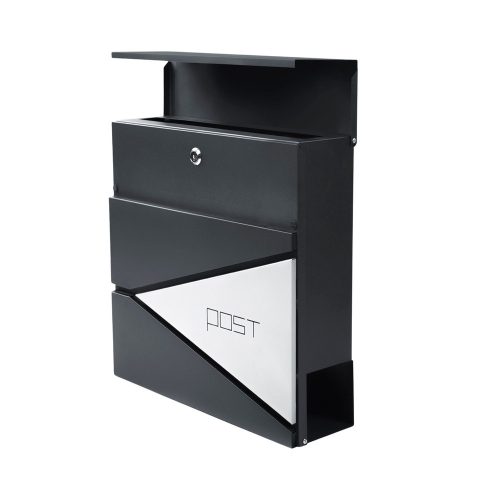 Nagyméretű levél- és újságpostaláda, antracit, POST felirat, 37x37x10,5 cm
