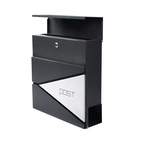 Nagyméretű levél- és újságpostaláda, antracit, POST felirat, 37x37x10,5 cm