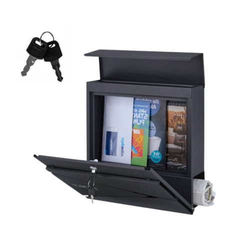 Nagyméretű levél- és újságpostaláda, antracit, POST felirat, 37x37x10,5 cm