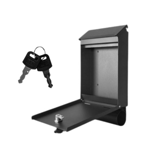 Levél- és újságpostaláda, fekete horganyzott acél, 32,5x22,5x9,5 cm