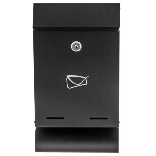 Levél- és újságpostaláda, fekete horganyzott acél, 32,5x22,5x9,5 cm