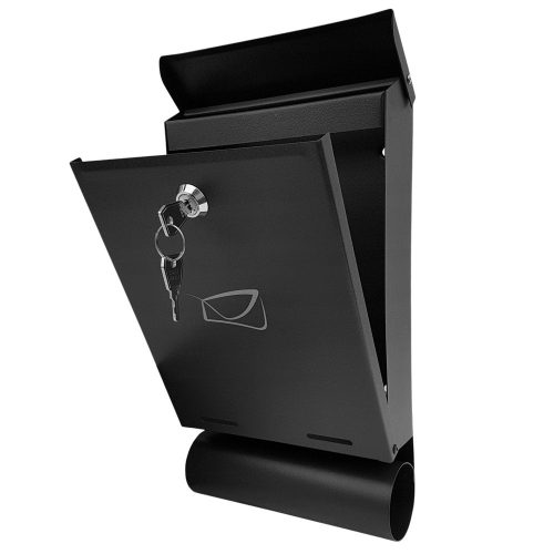 Levél- és újságpostaláda, fekete horganyzott acél, 32,5x22,5x9,5 cm