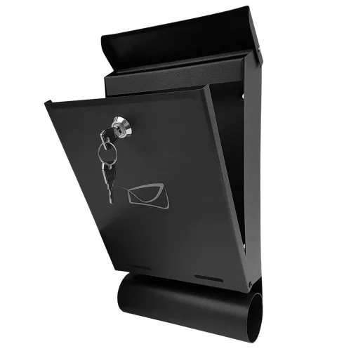 Levél- és újságpostaláda, fekete horganyzott acél, 32,5x22,5x9,5 cm