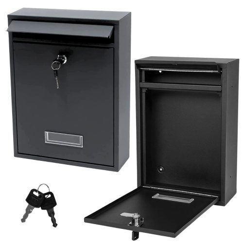 Levélszekrény, horganyzott acél, fekete, 32x21,5x8,5cm