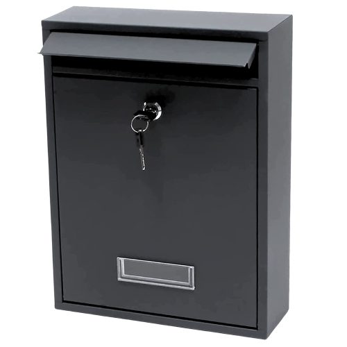 Levélszekrény, horganyzott acél, fekete, 32x21,5x8,5cm