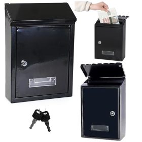   Levélpostaláda, horganyzott acél, fekete, 26,5x18,5x6,5 cm