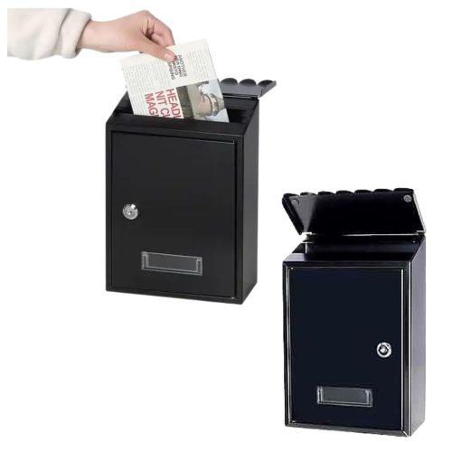 Levélpostaláda, horganyzott acél, fekete, 26,5x18,5x6,5 cm