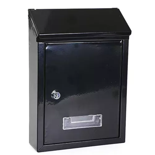 Levélpostaláda, horganyzott acél, fekete, 26,5x18,5x6,5 cm