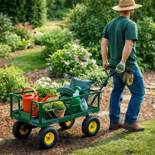 Összecsukható kerti szállítókocsi acél utánfutóval 200 kg