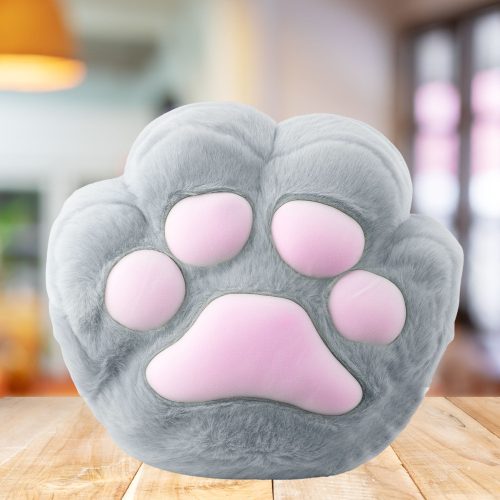 Plush Pillow with Hand Warmer Pocket, Gray, 40cm