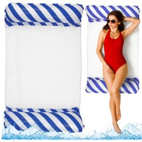   Felfújható vízi függőágy matrac nyugágy fehér és sötétkék 120x70cm