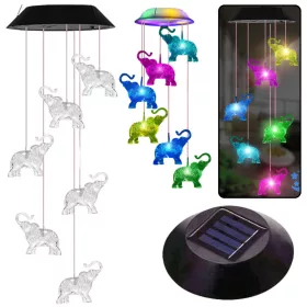 Solar Garden LED csengő lámpák Elefántok Színes 70cm