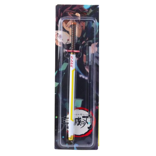 Katana Sword Anime golyóstoll fém fekete tinta cserélhető utántöltő fehér és sárga