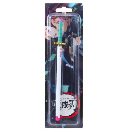 Katana Sword Anime golyóstoll fém fekete tintával cserélhető utántöltő türkiz