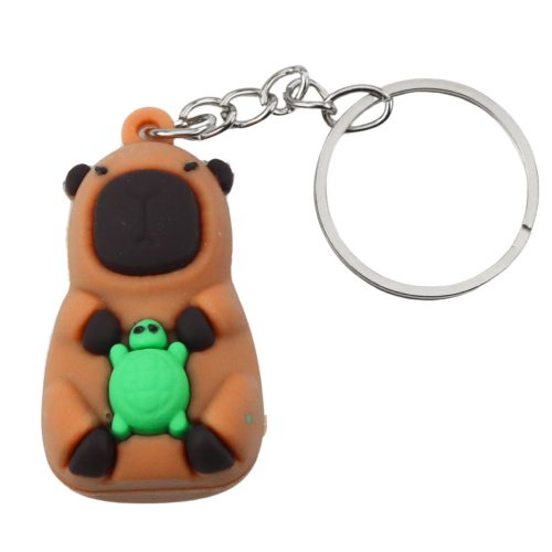 Capybara kulcstartó medál teknős kamerával fürdőkádban körkeverékben