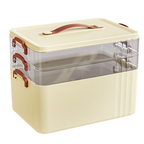 3 szintes, tágas gyógyszerszervező doboz otthoni elsősegély-készlet