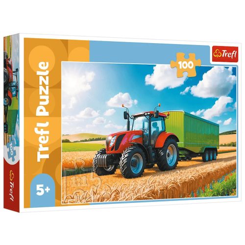 Puzzle 100 - Mezőgazdasági gépek - Traktor pótkocsival Trefl 16494